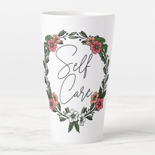 Selbstfürsorge Floral Milchtasse (Vorderseite)