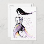 Selbstfürsorge inspirierende illustrierte Dame Zit Postkarte (Vorne/Hinten)