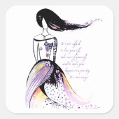 Selbstfürsorge inspirierende illustrierte Dame Zit Quadratischer Aufkleber (Vorderseite)