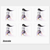 Selbstfürsorge inspirierende illustrierte Dame Zit Quadratischer Aufkleber (Blatt)