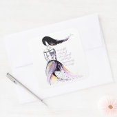 Selbstfürsorge inspirierende illustrierte Dame Zit Quadratischer Aufkleber (Umschlag)