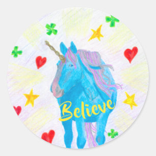 Selbstgebastelte Einhornkleber für Inspirationen Runder Aufkleber