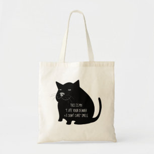 Selbstgefällige dicke schwarze Katze lustiger Spru Tragetasche