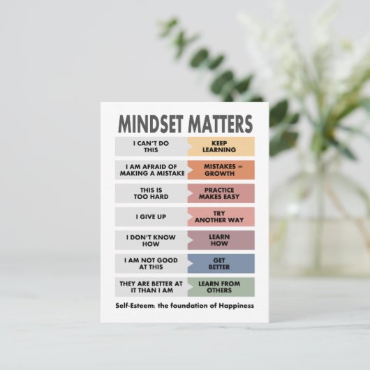 Selbstgefälligkeit: die Grundlage des Glücks Postkarte (Stehend Vorderseite)