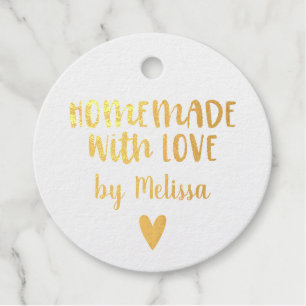 Selbstgemacht mit Liebe Goldfolie Favor-Tag Geschenkanhänger
