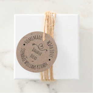 Selbstgemacht mit Liebe Kraftpapier   Gebäck-Tag Geschenkanhänger