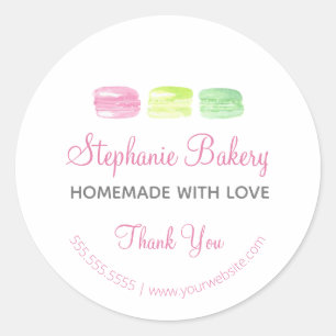 Selbstgemacht mit Liebe  Macarons Bäckerei Danke Runder Aufkleber