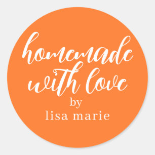Selbstgemacht mit Liebe Personalisiertes Helles Or Runder Aufkleber