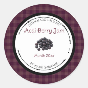 Selbstgemachte Acai-Beeren-Marmeladen-Etikette Runder Aufkleber