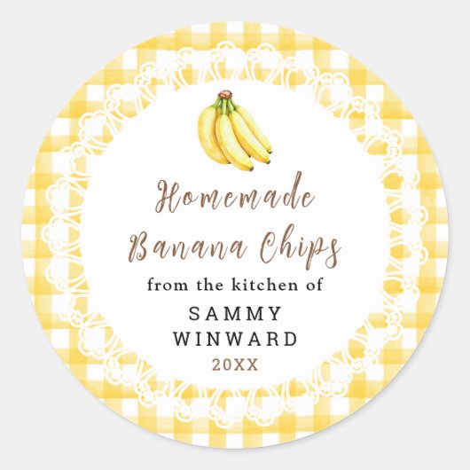 Selbstgemachte Bananenchips Etikett Runder Aufkleber (Vorderseite)