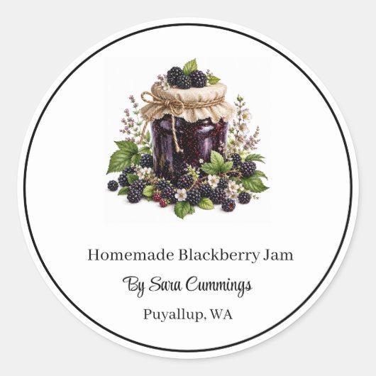 Selbstgemachte Brombeermarmelade-Aufkleber Runder Aufkleber (Vorderseite)