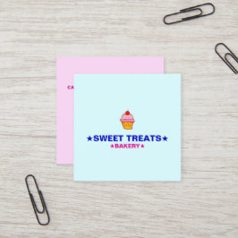 Selbstgemachte Cupcakes | Logo & Minimalistische H Quadratische Visitenkarte