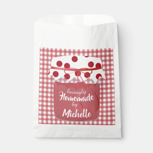 Selbstgemachte hausgemachte Marmelade und Gingham Geschenktütchen (Vorderseite)