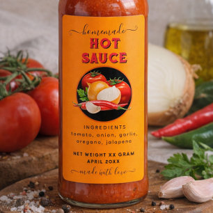 Selbstgemachte Hot Sauce Orange Etikett Adressaufkleber