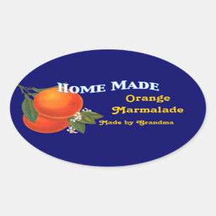Selbstgemachte individuelle Orangenmarmelade-Aufkl Ovaler Aufkleber