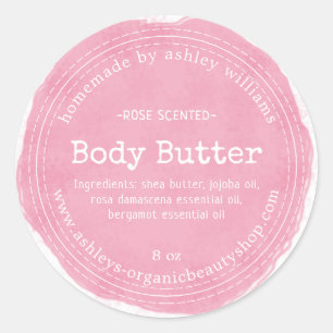 Selbstgemachte Körperbutter Rosa Organisches Gesch Runder Aufkleber
