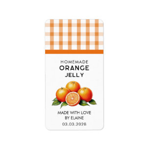 Selbstgemachte Orangen-Gelee mit Karomuster Adressaufkleber