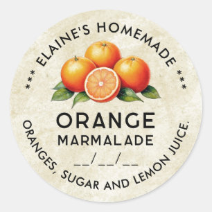 Selbstgemachte Orangenmarmelade Etikett im Vintage Runder Aufkleber