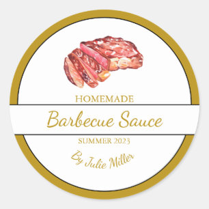 Selbstgemachte Rindfleisch-Barbecue-Sauce BBQ-Etik Runder Aufkleber