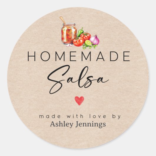 Selbstgemachte Salsa-Etiketten | Mit Liebe Sticker (Vorderseite)