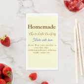 Selbstgemachte Schokoladenkekse mit Liebe hergeste Serviette (Beispiel)