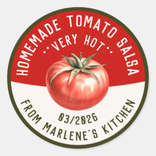 Selbstgemachte Tomaten-Hot-Salsa mit zwei Farben Runder Aufkleber