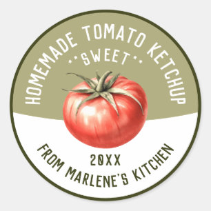 Selbstgemachte Tomaten-Ketchup-Rezept zum Einmache Runder Aufkleber