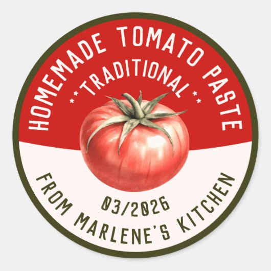 Selbstgemachte Tomatenpaste in zwei Farben Runder Aufkleber (Vorderseite)