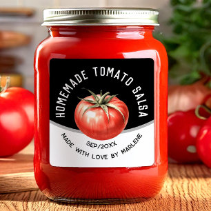 Selbstgemachte Tomatensalsa mit roter Tomate Quadratischer Aufkleber