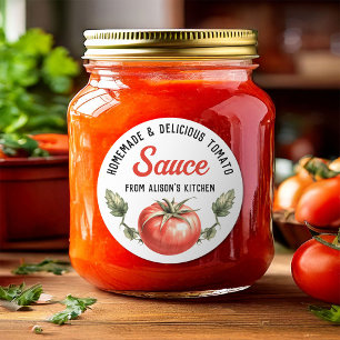 Selbstgemachte Tomatensauce im eigenen Haus - Etik Runder Aufkleber