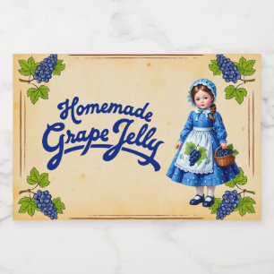 Selbstgemachte Traubenmarmelade - Vintage Lebensmitteletikett