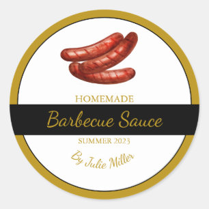 Selbstgemachte Würstchen Barbecuesauce BBQ Etikett Runder Aufkleber