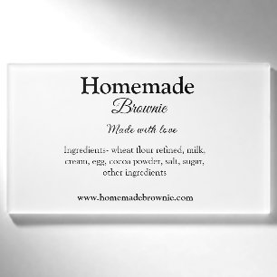 Selbstgemachter Brownie, hergestellt mit Liebe, Te Namenschild