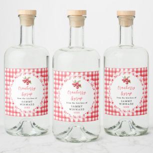Selbstgemachter Cranberry-Sirup Flaschenetikett Alkoholflaschenetikett