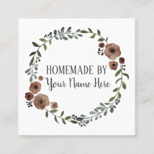 Selbstgemachter Keks-Kuchen Vintage-Handwerk Flora Quadratische Visitenkarte