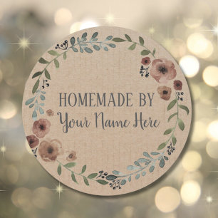 Selbstgemachter Keks-Kuchen Vintage-Handwerk Flora Runder Aufkleber