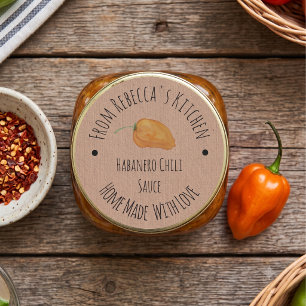 Selbstgemachter Kraftpapier   Habanero-Chilisauce  Runder Aufkleber