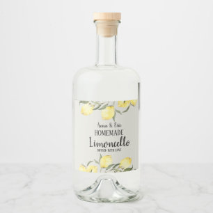 Selbstgemachter Limoncello Elegante Moderne Hochze Alkoholflaschenetikett