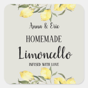 Selbstgemachter Limoncello Elegante Moderne Hochze Quadratischer Aufkleber