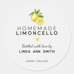 Selbstgemachter Limoncello in personalisierten Fla Runder Aufkleber