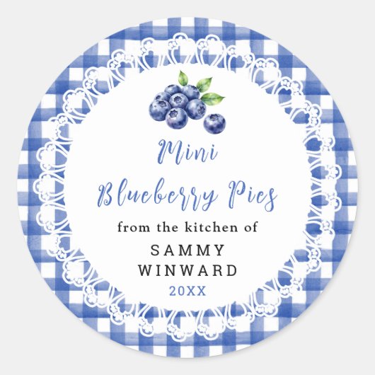 Selbstgemachter Mini Blaubeerkuchen Aufkleber (Vorderseite)