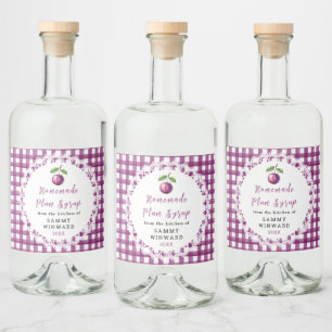 Selbstgemachter Pflaumensirup Flaschenetikett Alkoholflaschenetikett