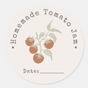 Selbstgemachter Tomatenmarmelade-Einmachdatum Dust Runder Aufkleber