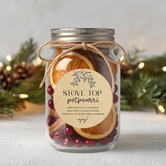 Selbstgemachter Weihnachts-Stovetop-Potpourri als Runder Aufkleber