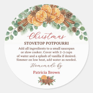Selbstgemachter Weihnachts-Stovetop-Potpourri-Reze Runder Aufkleber