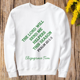 Selbstgemachtes grünes und weißes christliches Win Sweatshirt