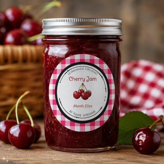 Selbstgemachtes Kirschmarmelade-Etikett Aufkleber