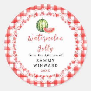 Selbstgemachtes Wassermelonen-Gelee-Etikett Runder Aufkleber