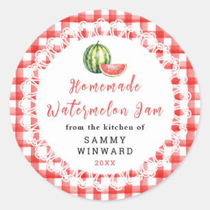 Selbstgemachtes Wassermelonen-Marmeladen-Glas-Etik Runder Aufkleber