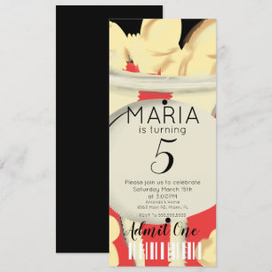 Selbstgezeichnete Popcorn-Kinokarten Party   I Einladung